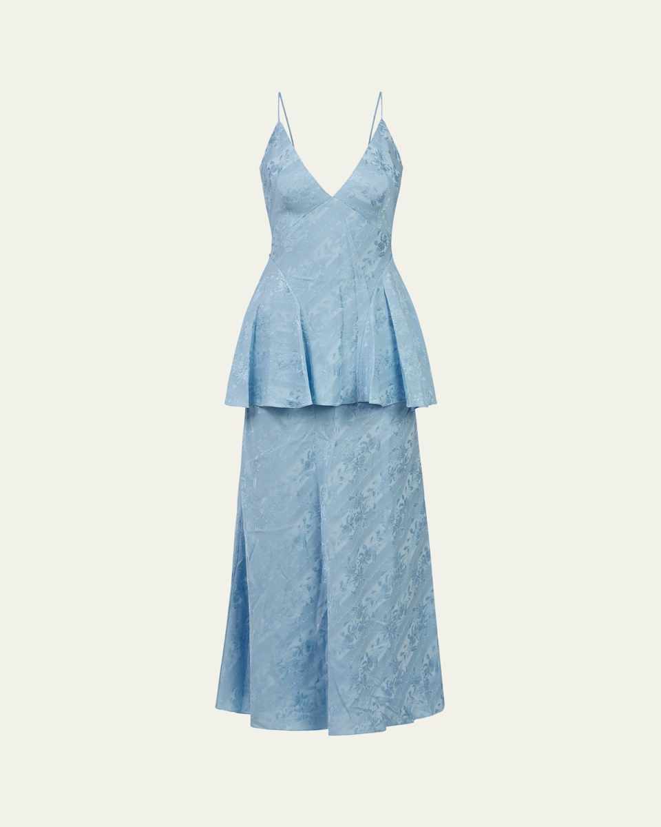 Dionne Floral Striped Jacquard Midi Dress